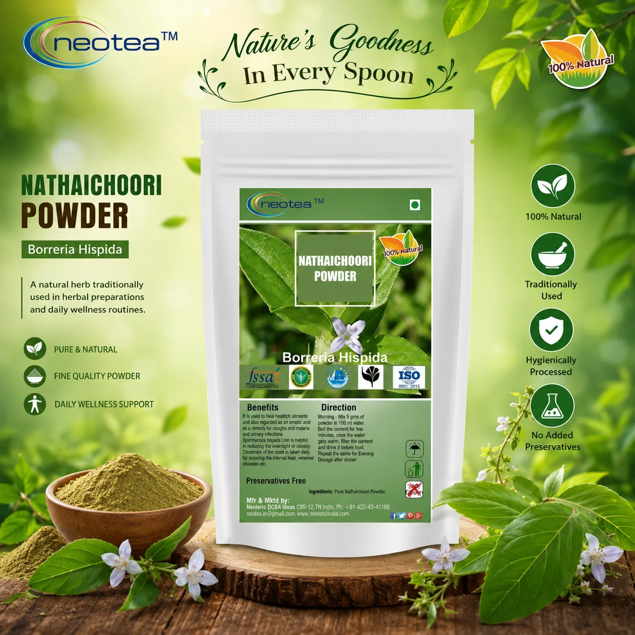 Neotea Nathaichoori Powder | Borreria Articularis Herbal Powder | Traditional Herb | Natural Plant Powder