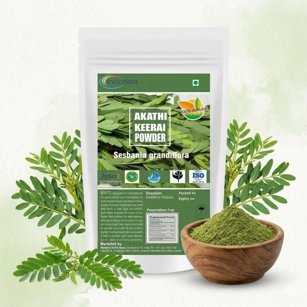 Neotea Agathi Keerai Powder | Sesbania grandiflora Leaf Powder | Traditionally Used Greens Powder | Natural Plant-Based Ingredient