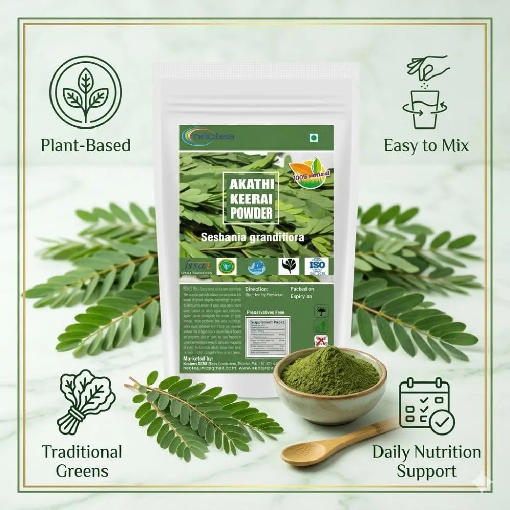 Agathi Keerai Powder | Sesbania grandiflora Leaf Powder | Traditionally Used Greens Powder | Natural Plant-Based Ingredient