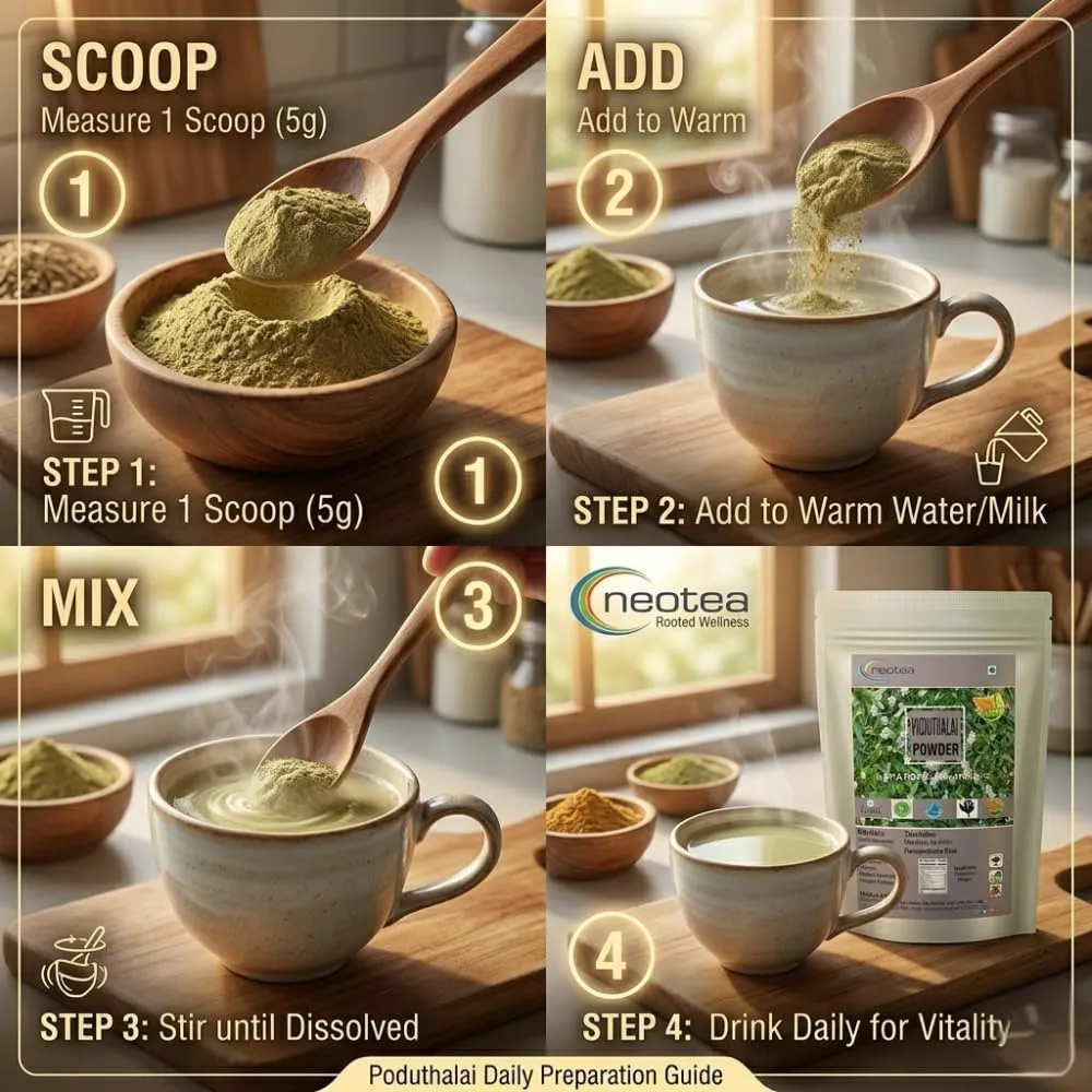 Poduthalai Powder 100% Natural Poduthalai Leaf Powder, Traditional Herbal Powder for Daily Wellness, Finely Ground Plant Powder, No Added Preservatives