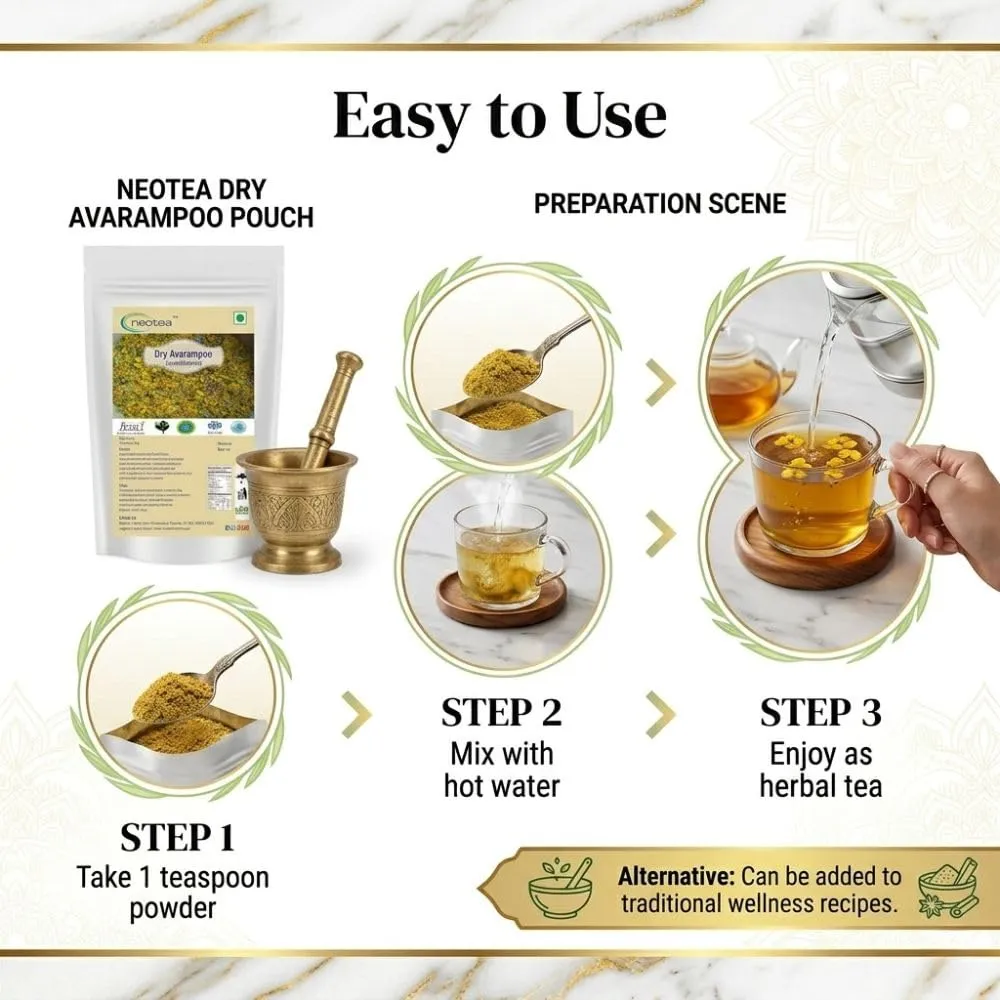 Dry Avarampoo Flower , Dried Senna Auriculata Flowers, Natural Herbal Ingredient, Traditional Herbal Tea & Beverage Preparation