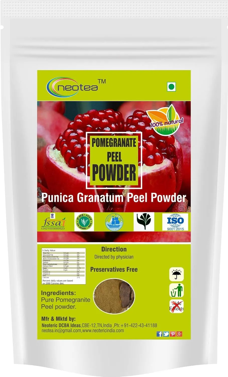 Pomegranate Peel Powder | 100% Natural Dried Pomegranate Peel Powder | Fine Herbal Powder for Everyday Wellness & Traditional Use | Premium Quality, Carefully Processed