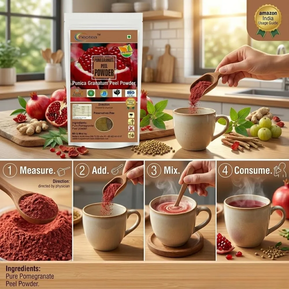 Pomegranate Peel Powder | 100% Natural Dried Pomegranate Peel Powder | Fine Herbal Powder for Everyday Wellness & Traditional Use | Premium Quality, Carefully Processed