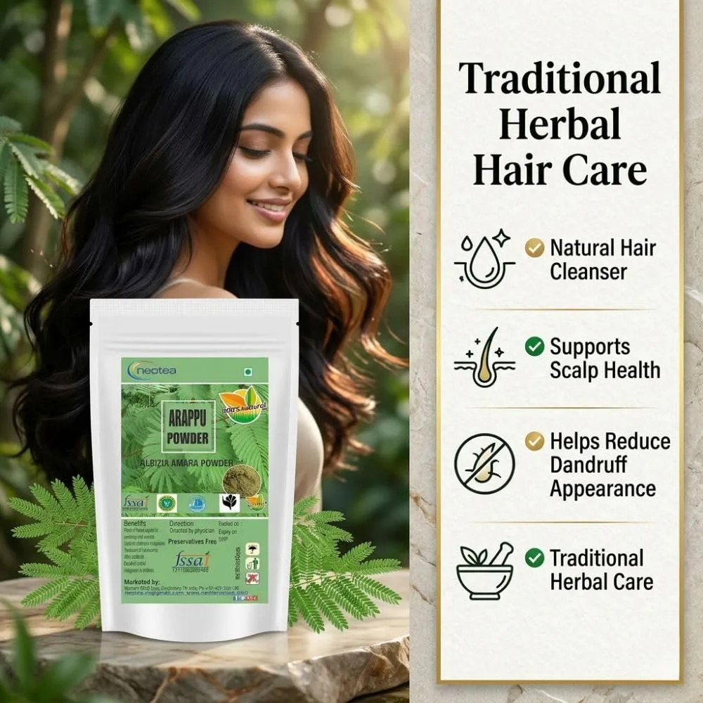 Arappu Powder 100% Natural Arappu Leaf Powder for Hair & Scalp Care, Traditional Herbal Hair Wash Powder, Plant-Based Cleansing Powder, Chemical-Free Herbal Powder