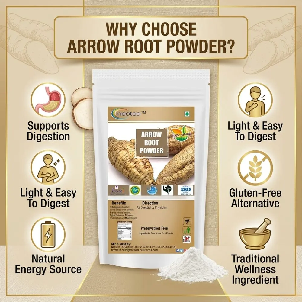 Arrow Root Powder | Koova Podi | Arrowroot Flour | Natural Starch Powder for Cooking, Baking & Traditional Recipes | Fine Texture | 100% Pure