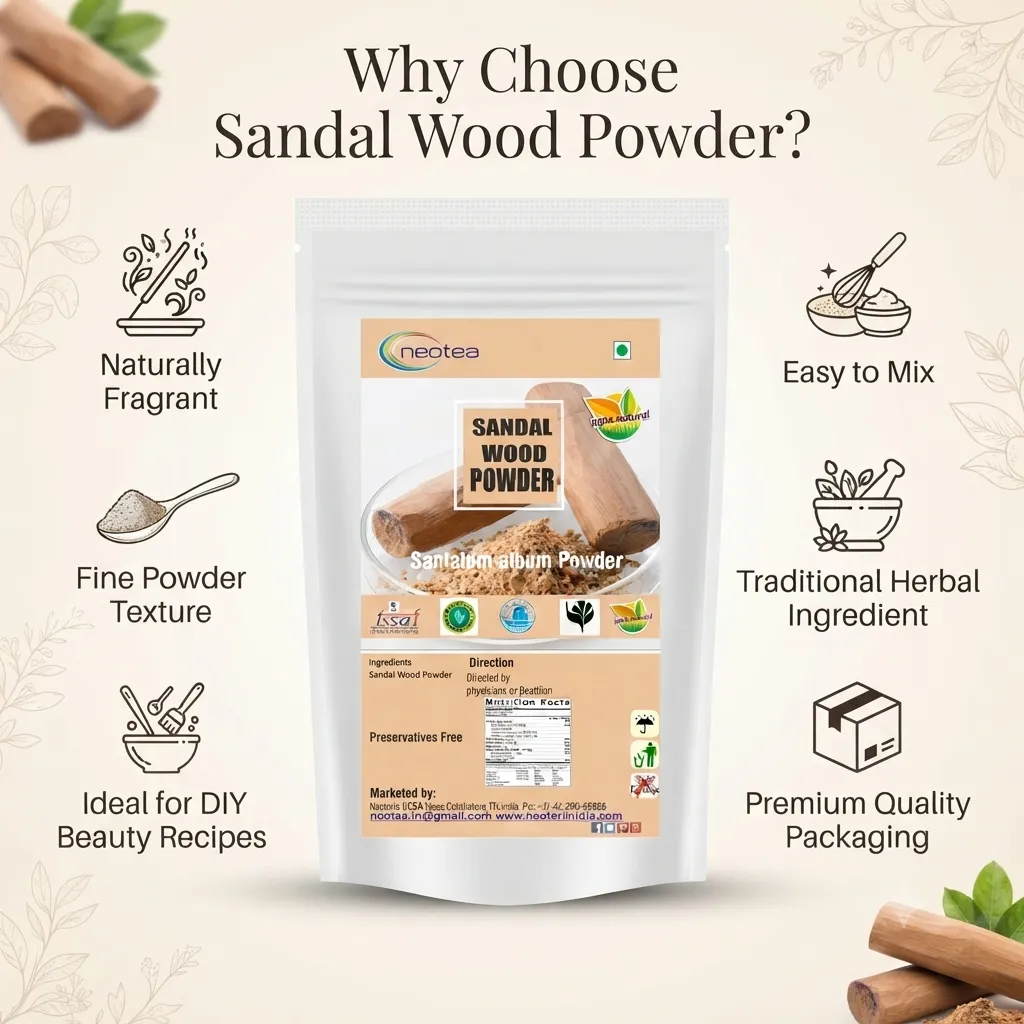 Organic Sandalwood Face Pack Powder | Natural Chandan for Glowing Skin & Tan Removal | Lightens Dark Spots & Pigmentation | Prevents Acne | Controls Excess Oil | Herbal Care for All Skin Types | FSSAI Certified | 100% Pure & Effective | Santalum Album