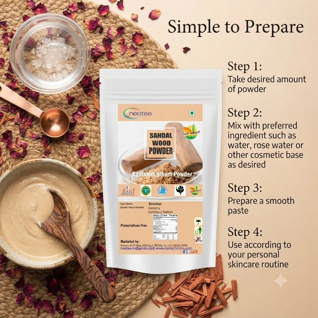 Organic Sandalwood Face Pack Powder | Natural Chandan for Glowing Skin & Tan Removal | Lightens Dark Spots & Pigmentation | Prevents Acne | Controls Excess Oil | Herbal Care for All Skin Types | FSSAI Certified | 100% Pure & Effective | Santalum Album