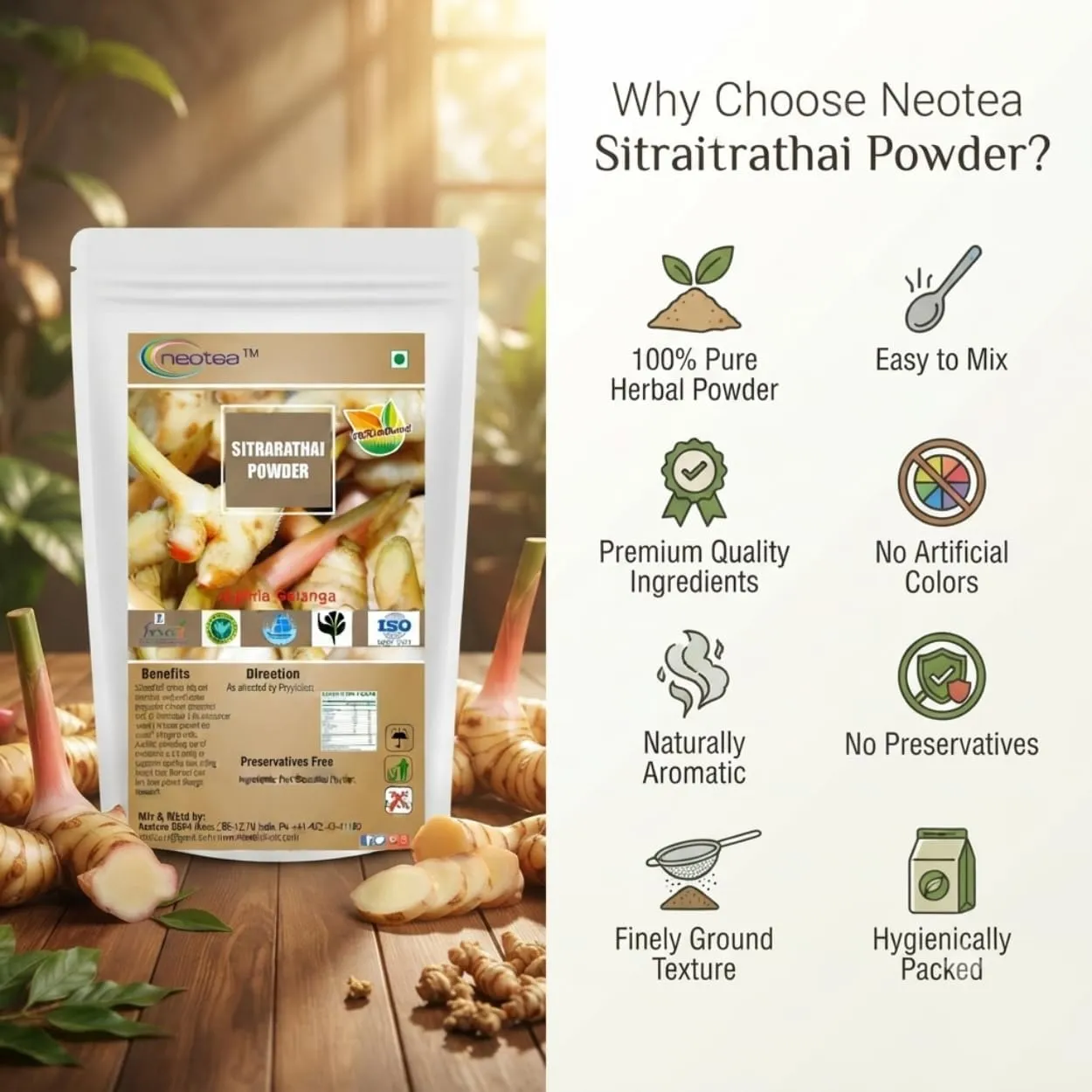 Sitrarathai Powder (Chitharathai / Lesser Galangal Root Powder) – 100% Natural Finely Ground Herbal Powder, Traditional South Indian Ingredient, Aromatic Root Powder for Everyday Cooking & Homemade Preparations