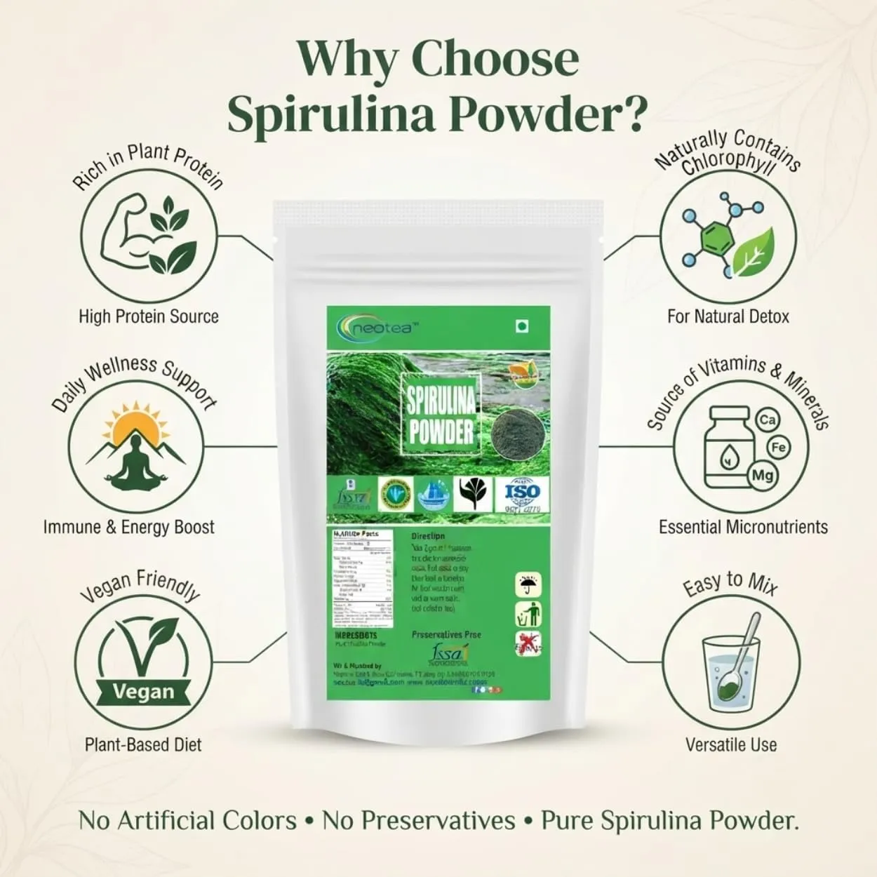 Organic Spirulina Powder for Immunity, Energy, Digestion & Skin Health | Plant-Based Protein Superfood All-natural and Mineral-rich Detoxifying Supplement | Rich in Protein, Vitamins & Minerals | Boost Energy & Immunity | Gluten Free, Vegan, Non GMO