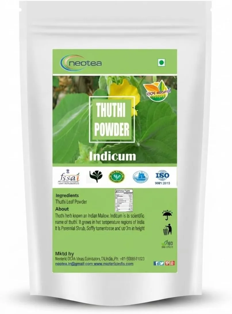 Thuthi Leaf Powder 100% Natural Dried Thuthi Leaves Fine Herbal Powder, Traditionally Used Leaf Powder, Pure Plant-Based Ingredient, Carefully Processed & Hygienically Packed
