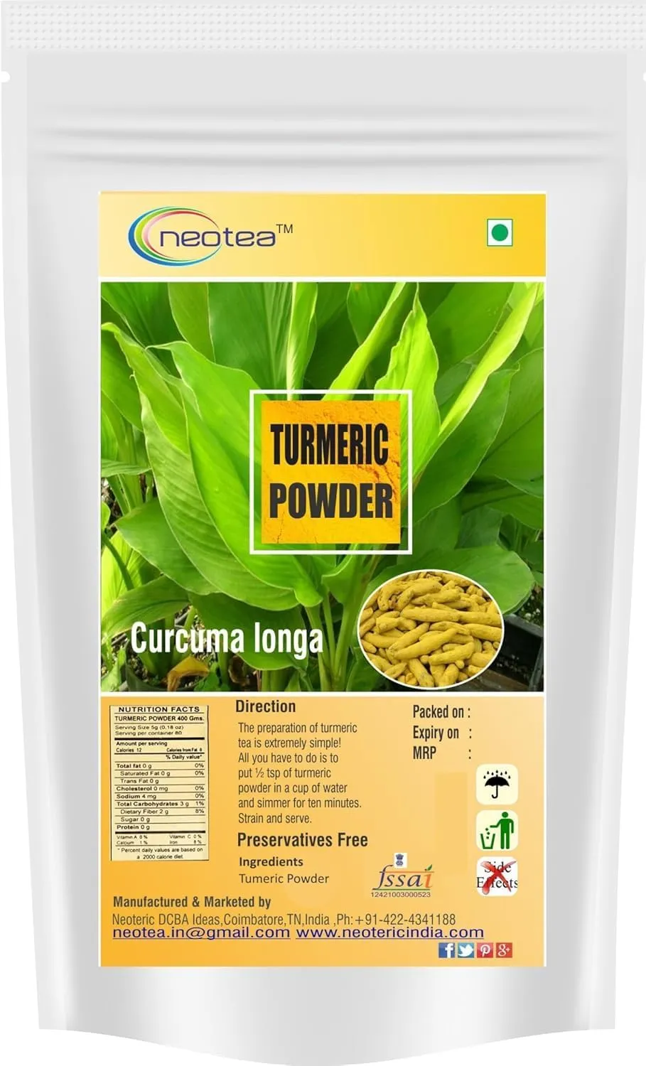 Turmeric Powder | 100% Natural Haldi Powder | Pure Finely Ground Turmeric | Premium Quality Golden Yellow Spice for Indian Cooking, Curries, Rice, Dal, Traditional Recipes & Daily Wellness
