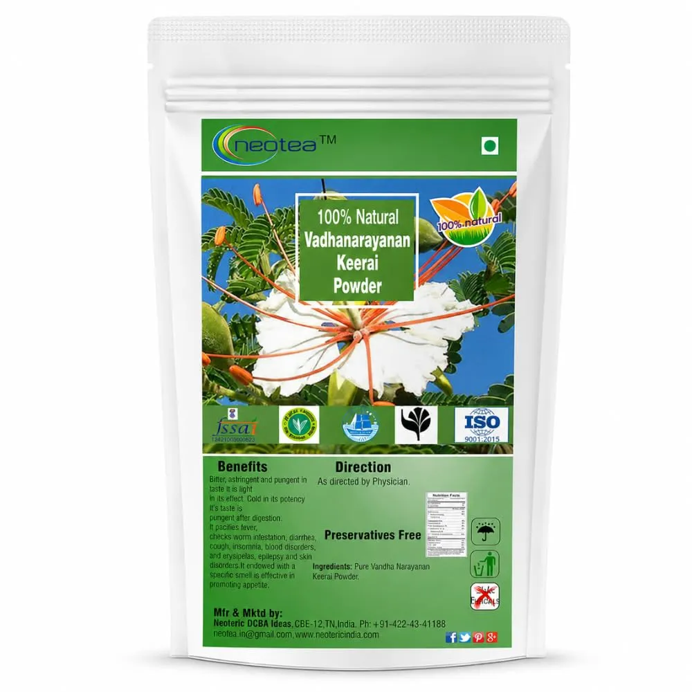 Vadhanarayanan Keerai Powder, Natural Herbal Leaf Powder, Traditionally Used Greens Powder, Plant-Based Wellness Ingredient, Easy to Use, 100% Natural