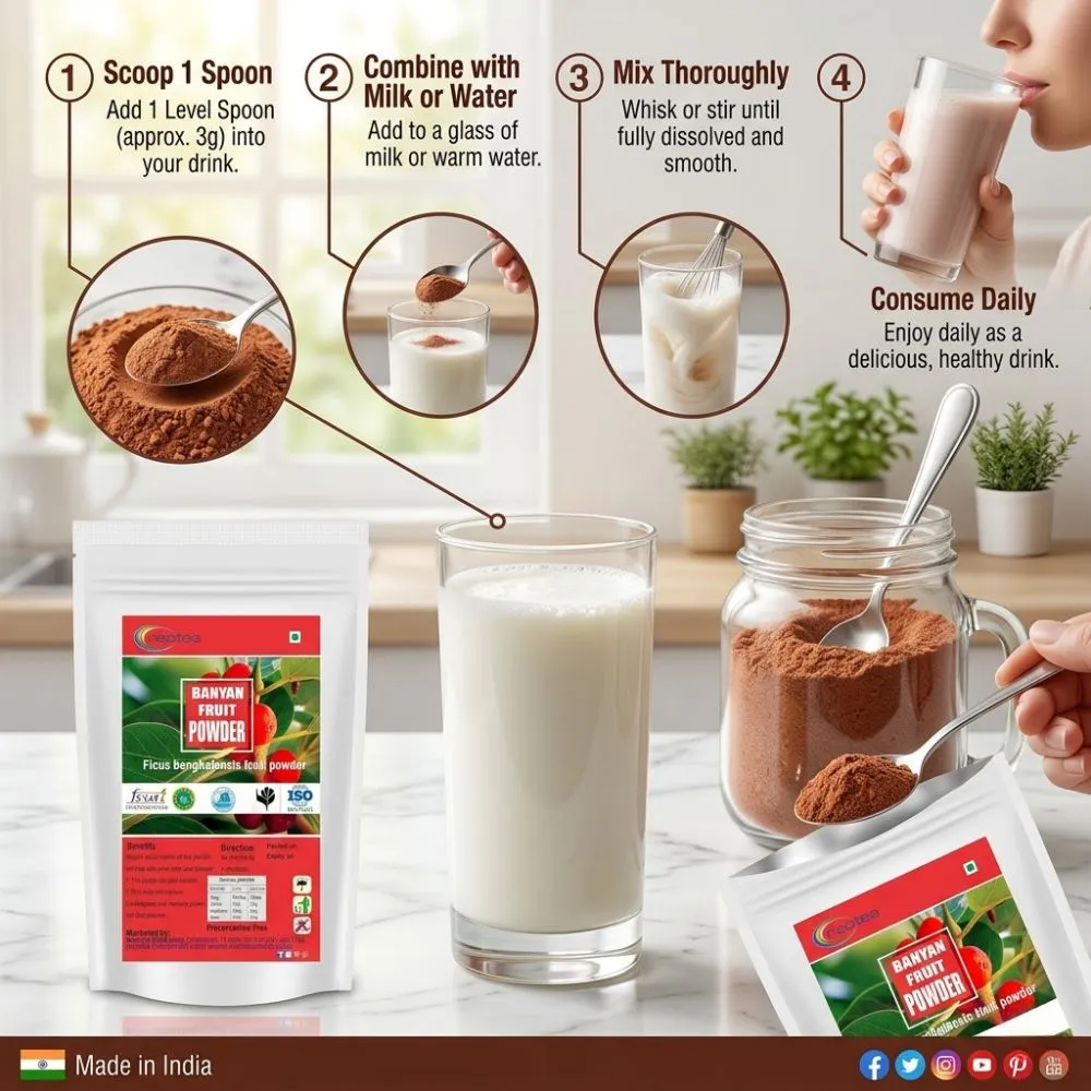 Banyan Fruit Powder | Natural Banyan Tree Fruit Powder | Traditional Herbal Ingredient | Fine Ground Botanical Powder | 100% Natural