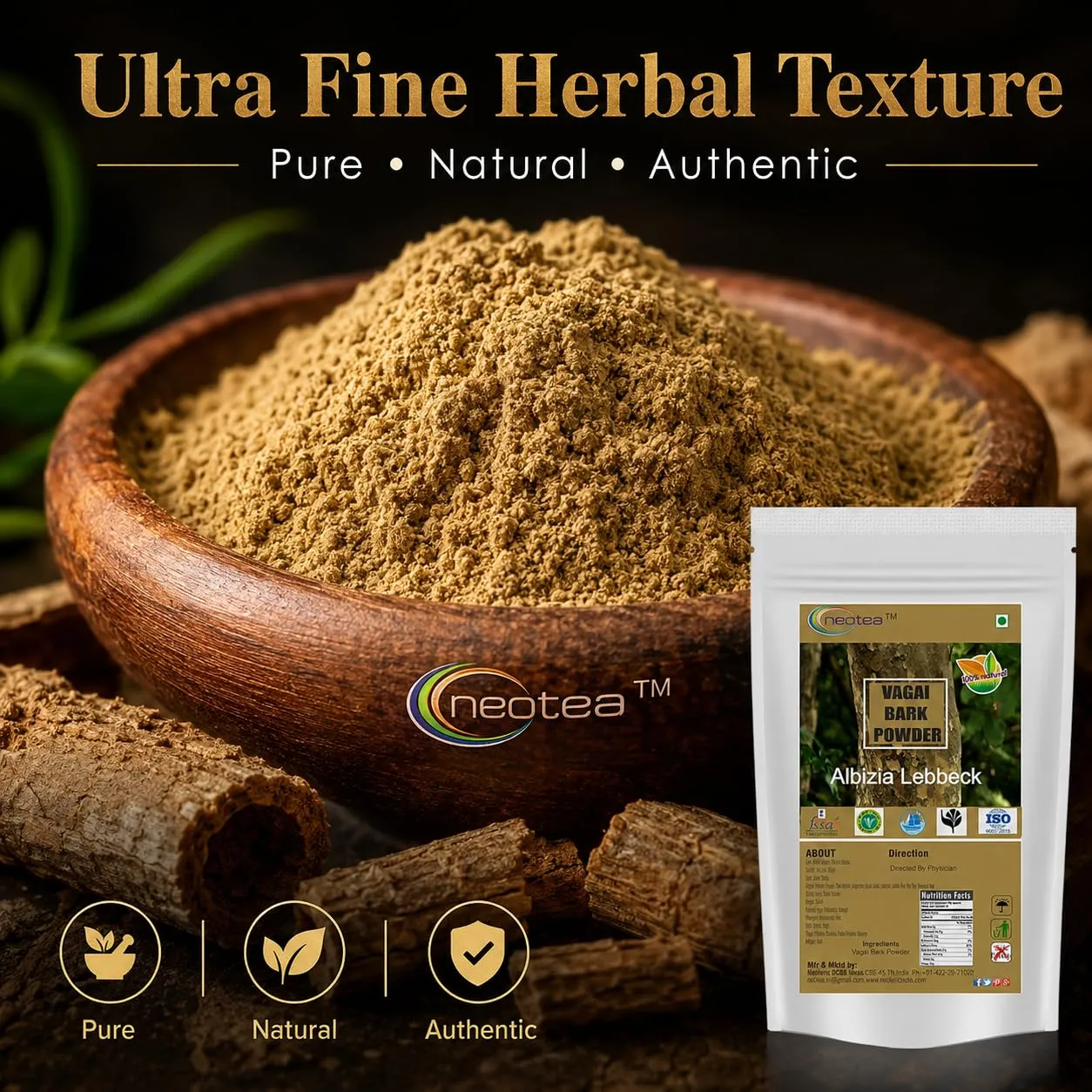 Vagai Bark Powder | Albizia Lebbeck Pattai | Ambuvagina Powder | Siridam, Sara, Padeli, Adri | Natural Ayurvedic Herbal Supplement | Supports Respiratory Health & Skin Care | 100% Pure & Organic