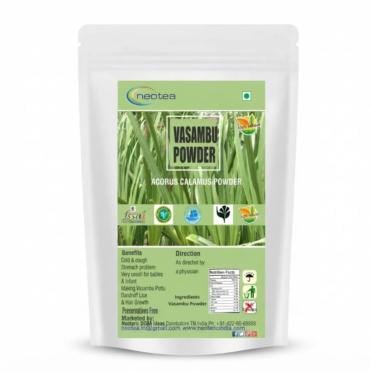 Vasambu Powder Vacha Root | Sweet Flag Acorus Calamus | Vayambu | Dried Root Herbal Supplement | Natural Sweet Flag Sambu Calamus | Vacha Acorus Calamus | Ayurvedic Remedy | 100% Pure & Organic