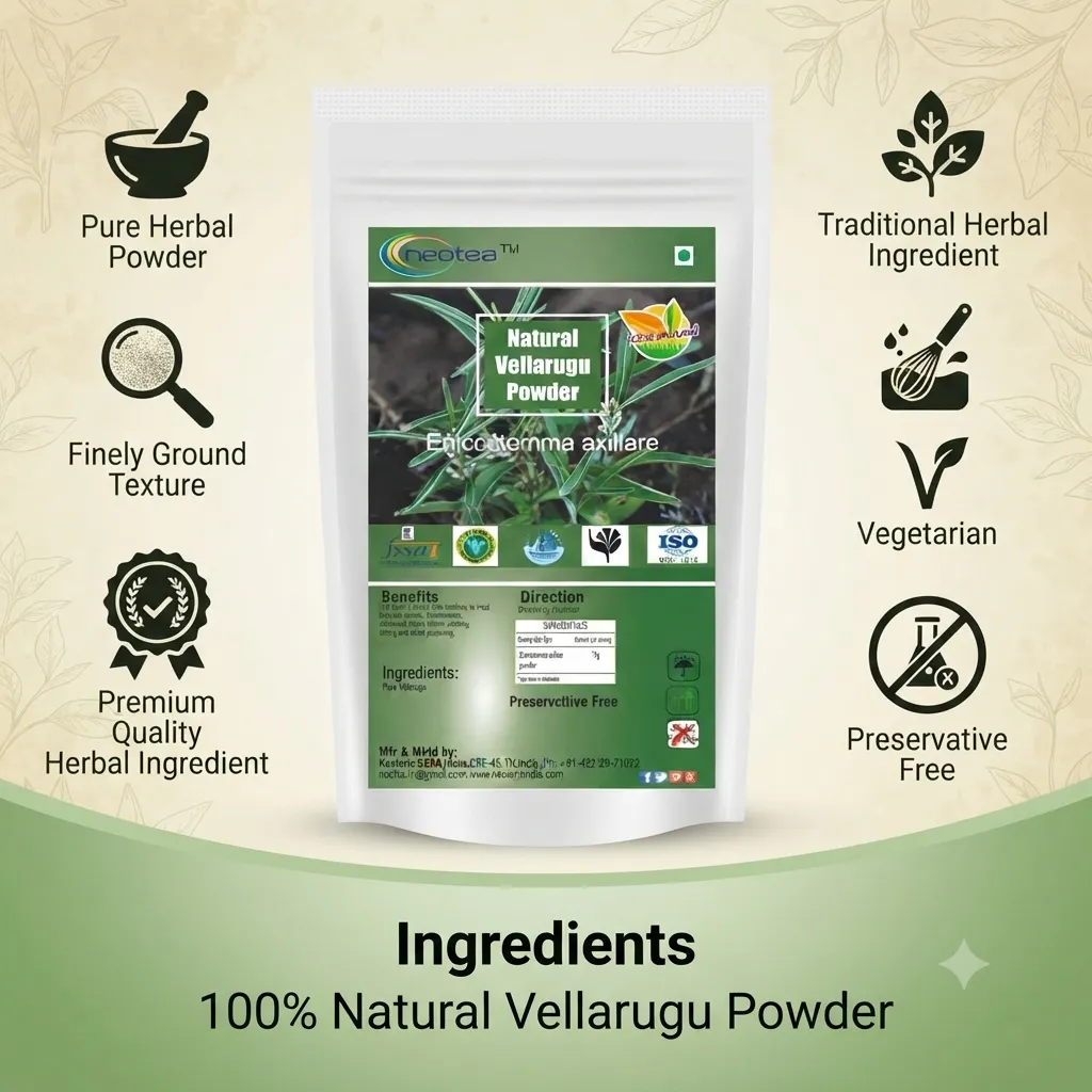 Vellarugu Powder Indian Whitehead, Chota Chirayata, Vallari Powder, Adenema Hissopifolia, Chuvannaerikk, Akwan, Madar, Aak, Arka – Natural Herbal Supplement for Digestion, Skin Health & Immunity – No Preservatives, Pure Organic Powder