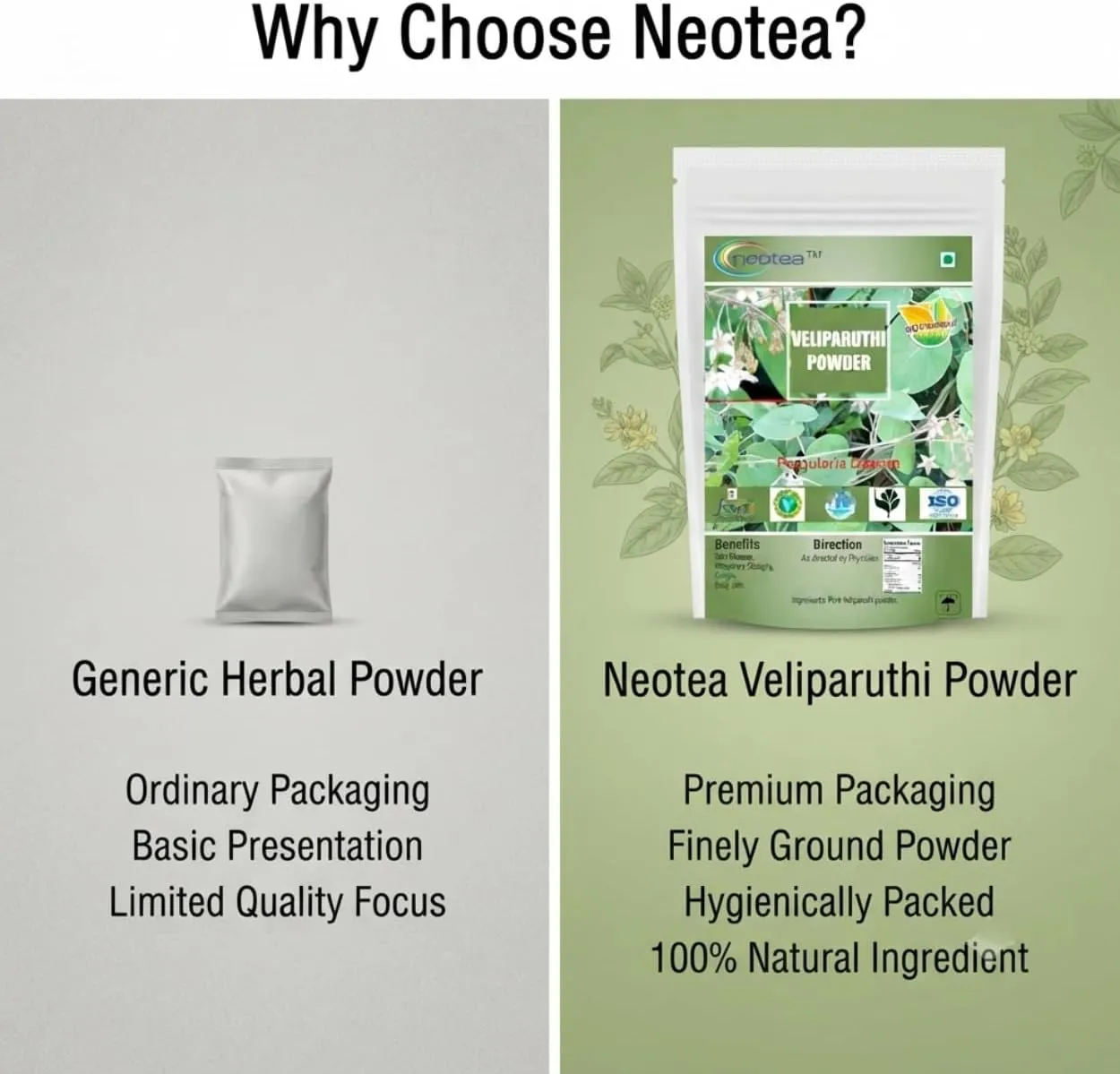 Veliparuthi Powder | Pergularia Daemia Powder | Supports Blood Sugar Management | Natural Herbal Supplement | Trellis-Vine Veliparuthi Fresh Leaves | 100% Pure & Organic