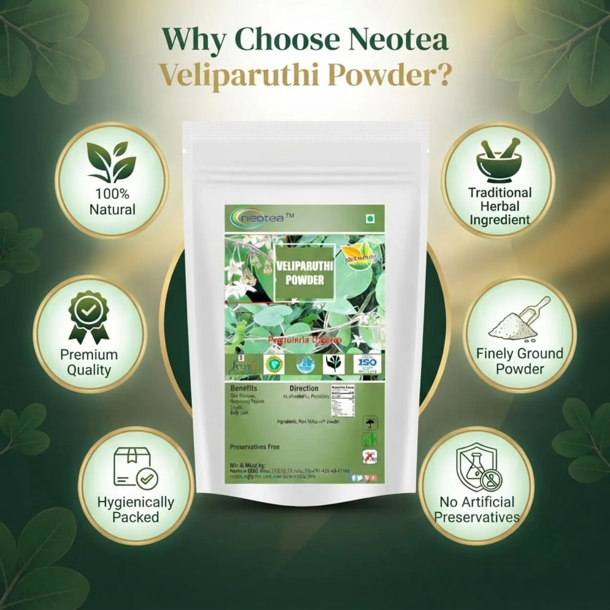 Veliparuthi Powder | Pergularia Daemia Powder | Supports Blood Sugar Management | Natural Herbal Supplement | Trellis-Vine Veliparuthi Fresh Leaves | 100% Pure & Organic