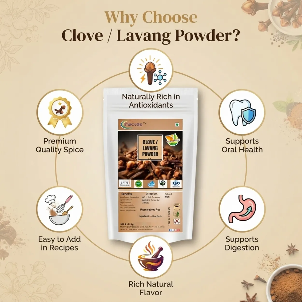 Clove Powder (Lavang Powder) 100% Natural & Pure, Premium Ground Cloves, Aromatic Spice for Cooking, Beverages & Traditional Wellness, Fine Powder