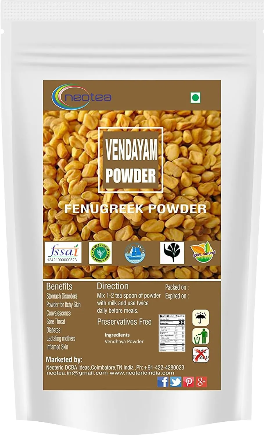 Venthaya Powder (Fenugreek Powder) – 100% Natural Finely Ground Fenugreek Seeds, Traditional Indian Spice & Kitchen Ingredient for Cooking, Recipes, Spice Blends and Everyday Use – Premium Quality