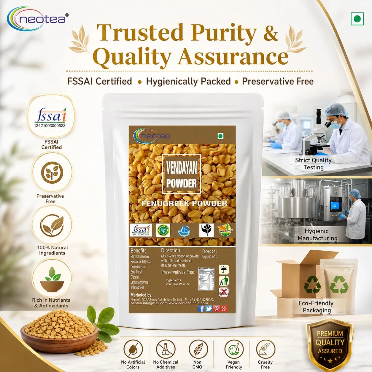 Venthaya Powder (Fenugreek Powder) – 100% Natural Finely Ground Fenugreek Seeds, Traditional Indian Spice & Kitchen Ingredient for Cooking, Recipes, Spice Blends and Everyday Use – Premium Quality
