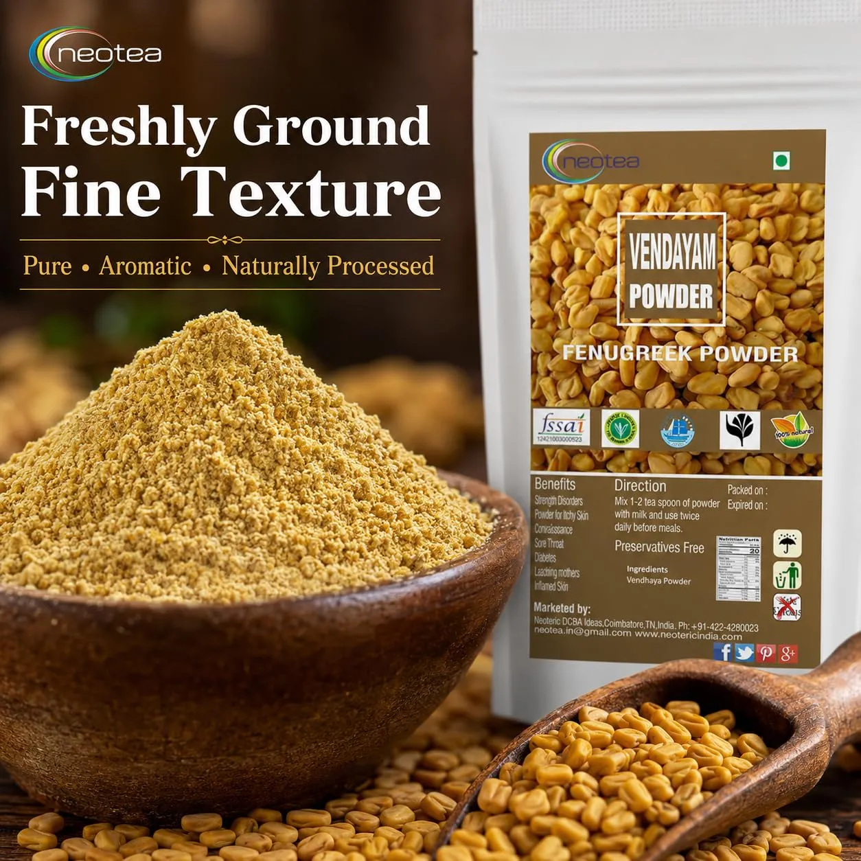 Venthaya Powder (Fenugreek Powder) – 100% Natural Finely Ground Fenugreek Seeds, Traditional Indian Spice & Kitchen Ingredient for Cooking, Recipes, Spice Blends and Everyday Use – Premium Quality