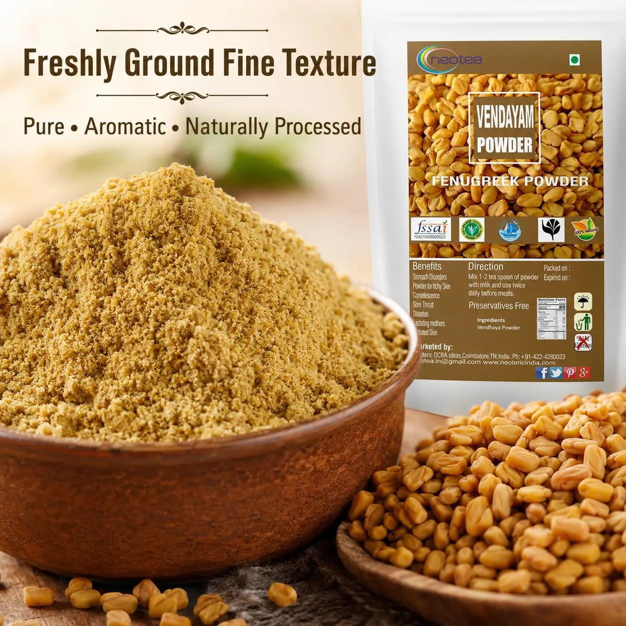 Venthaya Powder (Fenugreek Powder) – 100% Natural Finely Ground Fenugreek Seeds, Traditional Indian Spice & Kitchen Ingredient for Cooking, Recipes, Spice Blends and Everyday Use – Premium Quality