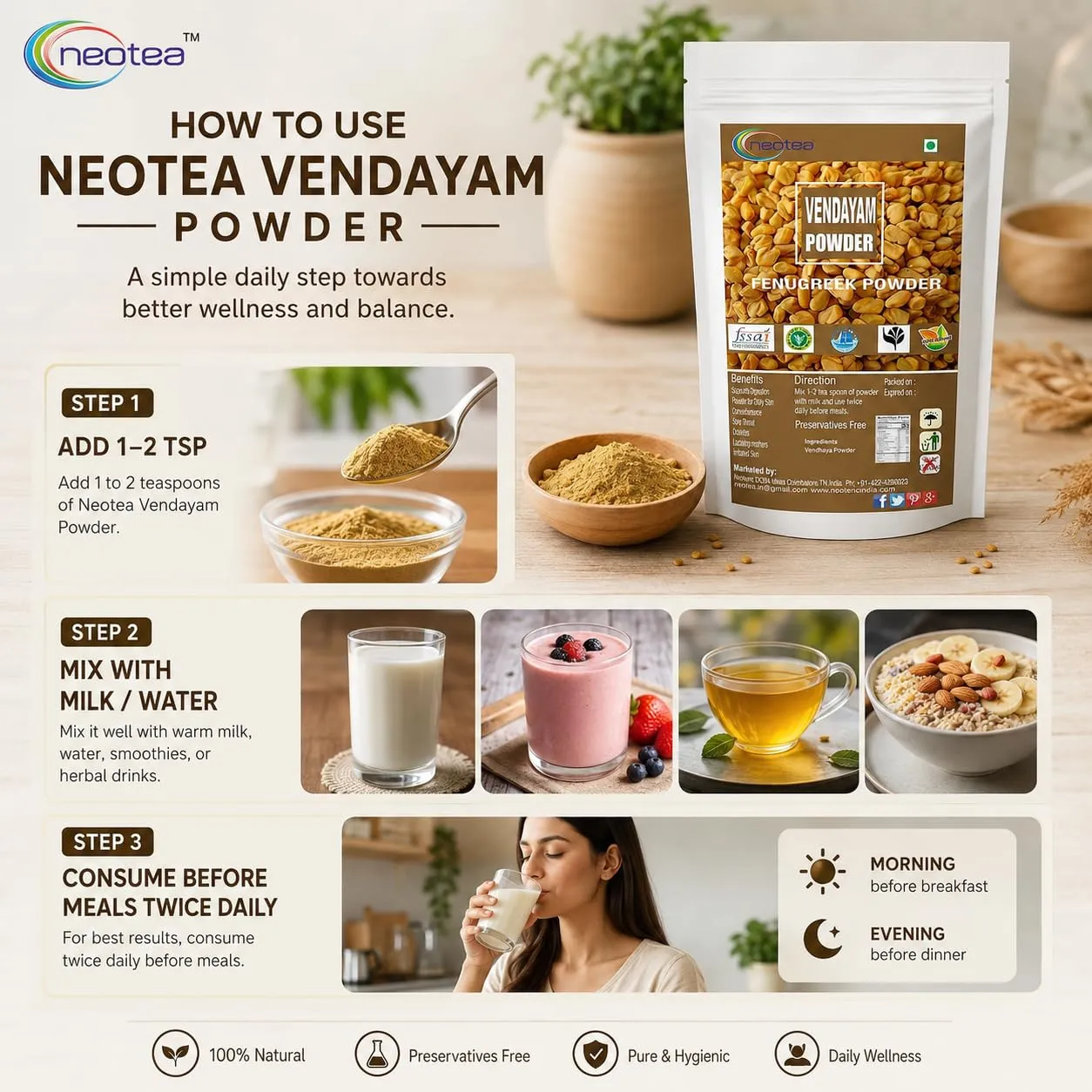 Venthaya Powder (Fenugreek Powder) – 100% Natural Finely Ground Fenugreek Seeds, Traditional Indian Spice & Kitchen Ingredient for Cooking, Recipes, Spice Blends and Everyday Use – Premium Quality