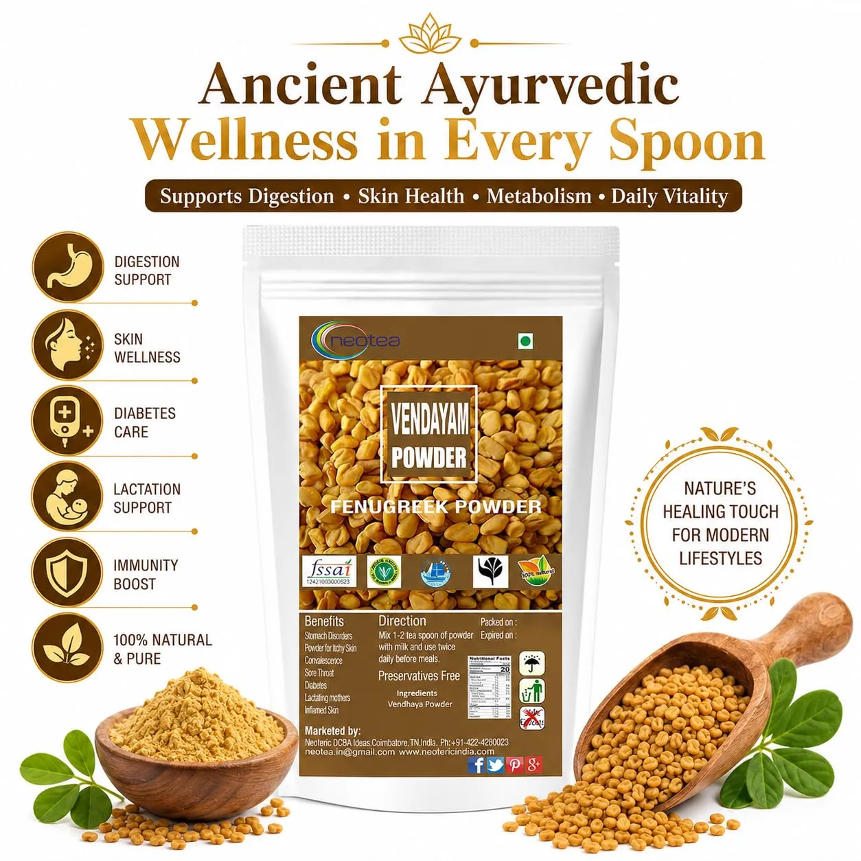 Venthaya Powder (Fenugreek Powder) – 100% Natural Finely Ground Fenugreek Seeds, Traditional Indian Spice & Kitchen Ingredient for Cooking, Recipes, Spice Blends and Everyday Use – Premium Quality