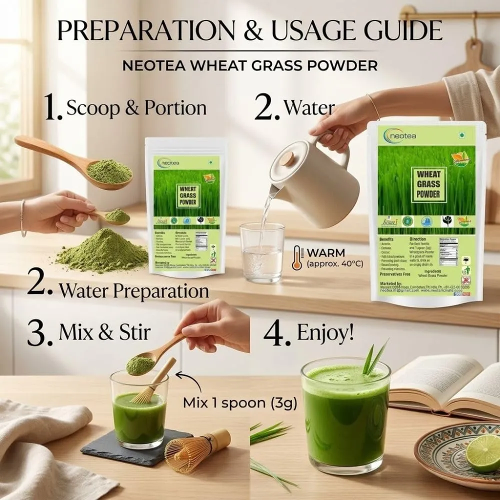 Organic Wheatgrass Powder | Immunity, Energy & Detox Support | Superfood for Skin Health & Stamina | Non-GMO, Vegan, Chemical-Free | Natural Antioxidant for Metabolism & Wellness