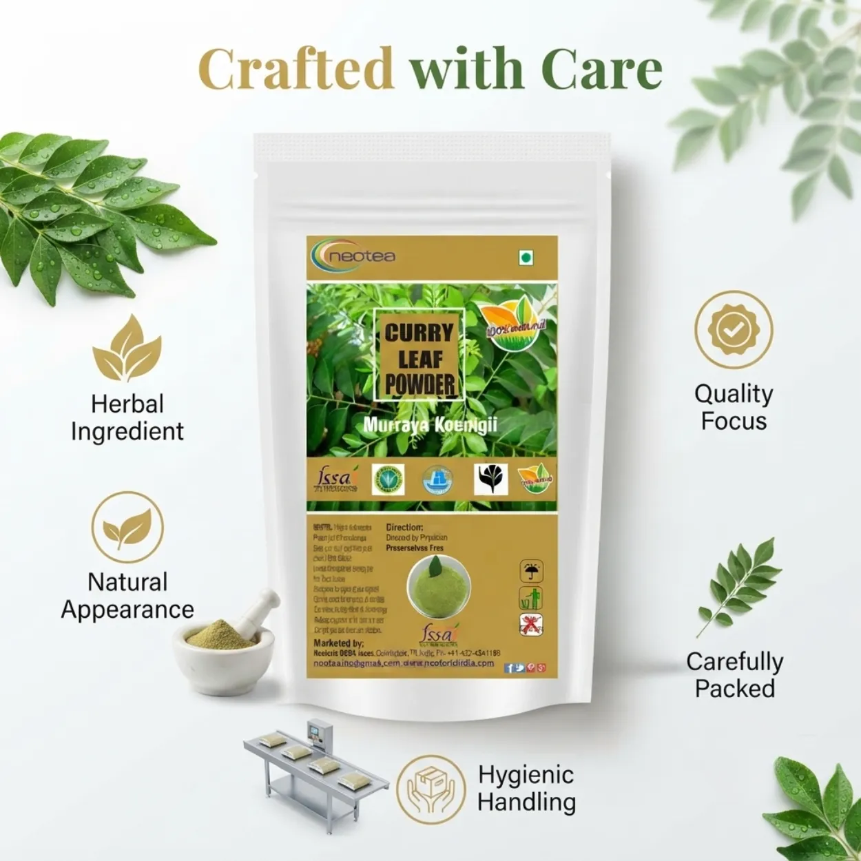 Curry Leaf Powder | Dried Curry Leaves Powder | Natural Karuveppilai Powder | Traditional Indian Herbal Ingredient | Rich in Plant-Based Nutrients | 100% Natural