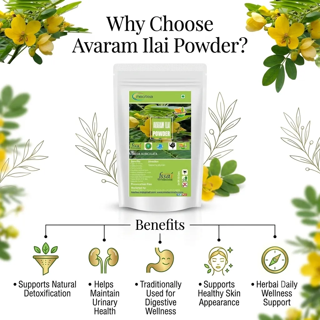 Avaram Illai Powder 100% Natural Dried Avaram Leaves Powder | Finely Ground Herbal Leaf Powder | Traditional Plant-Based Ingredient for Everyday Home, Hair & Skin Care Routines