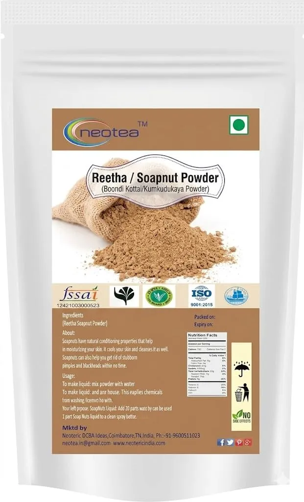 Soapnut Powder | Organic Reetha (Aritha) Powder | Boondi Kottai, Kumkudukaya | Natural Hair & Scalp Care | Sapindus Mukorossi for Hair Growth, Cleanser & Skin Care | 100% Pure & Chemical-Free