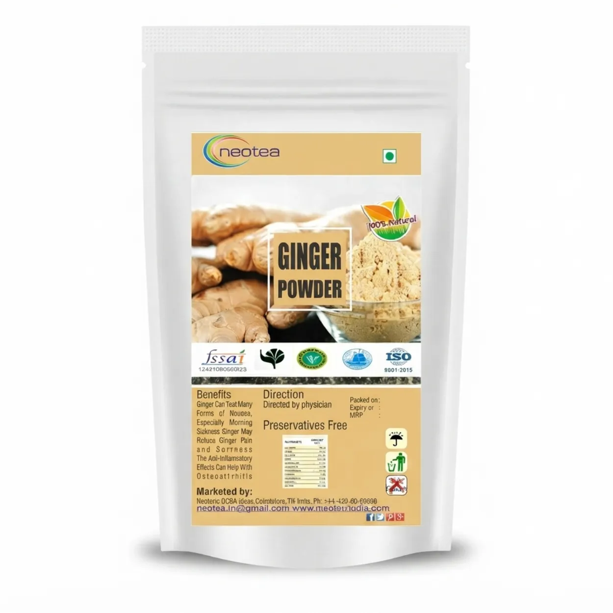 Ginger Powder 100% Natural & Pure | Dried Ginger Powder (Sonth) | Adrak Powder | Zingiber Officinale | For Tea, Cooking, Baking & Daily Wellness