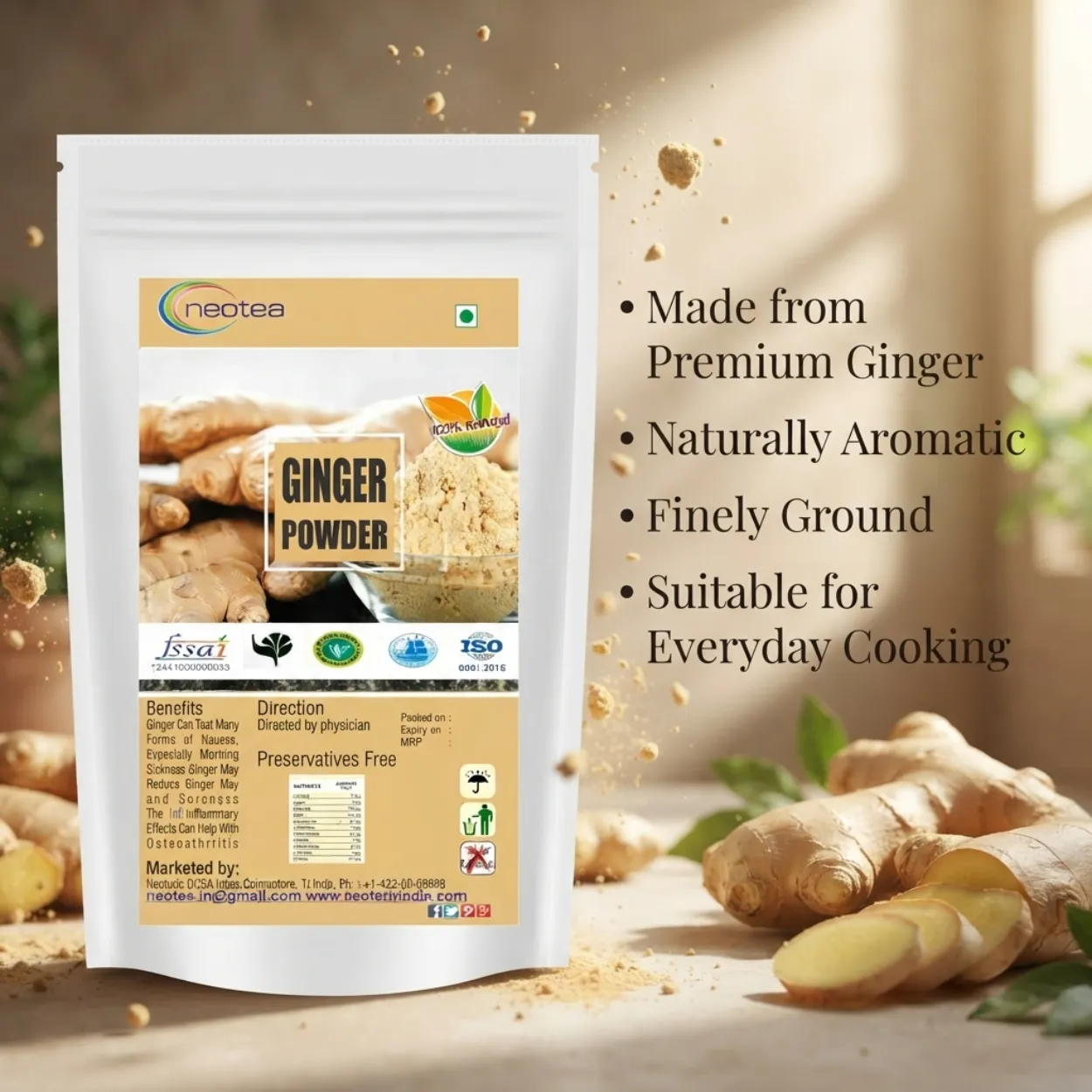 Ginger Powder 100% Natural & Pure | Dried Ginger Powder (Sonth) | Adrak Powder | Zingiber Officinale | For Tea, Cooking, Baking & Daily Wellness