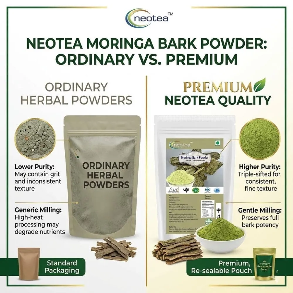 Drumstick Moringa Bark Powder | Sargava Chhal Powder | Murungai Pattai Powder | Natural Herbal Remedy from Drumstick Bark | Moringa Nugge Mara Bark for Skin, Hair, and Wellness | 100% Pure & Chemical-Free