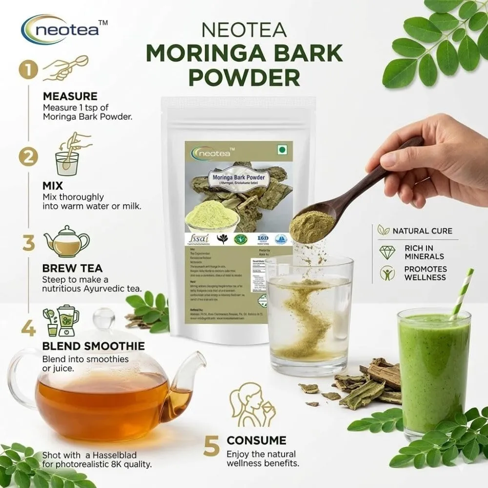 Drumstick Moringa Bark Powder | Sargava Chhal Powder | Murungai Pattai Powder | Natural Herbal Remedy from Drumstick Bark | Moringa Nugge Mara Bark for Skin, Hair, and Wellness | 100% Pure & Chemical-Free