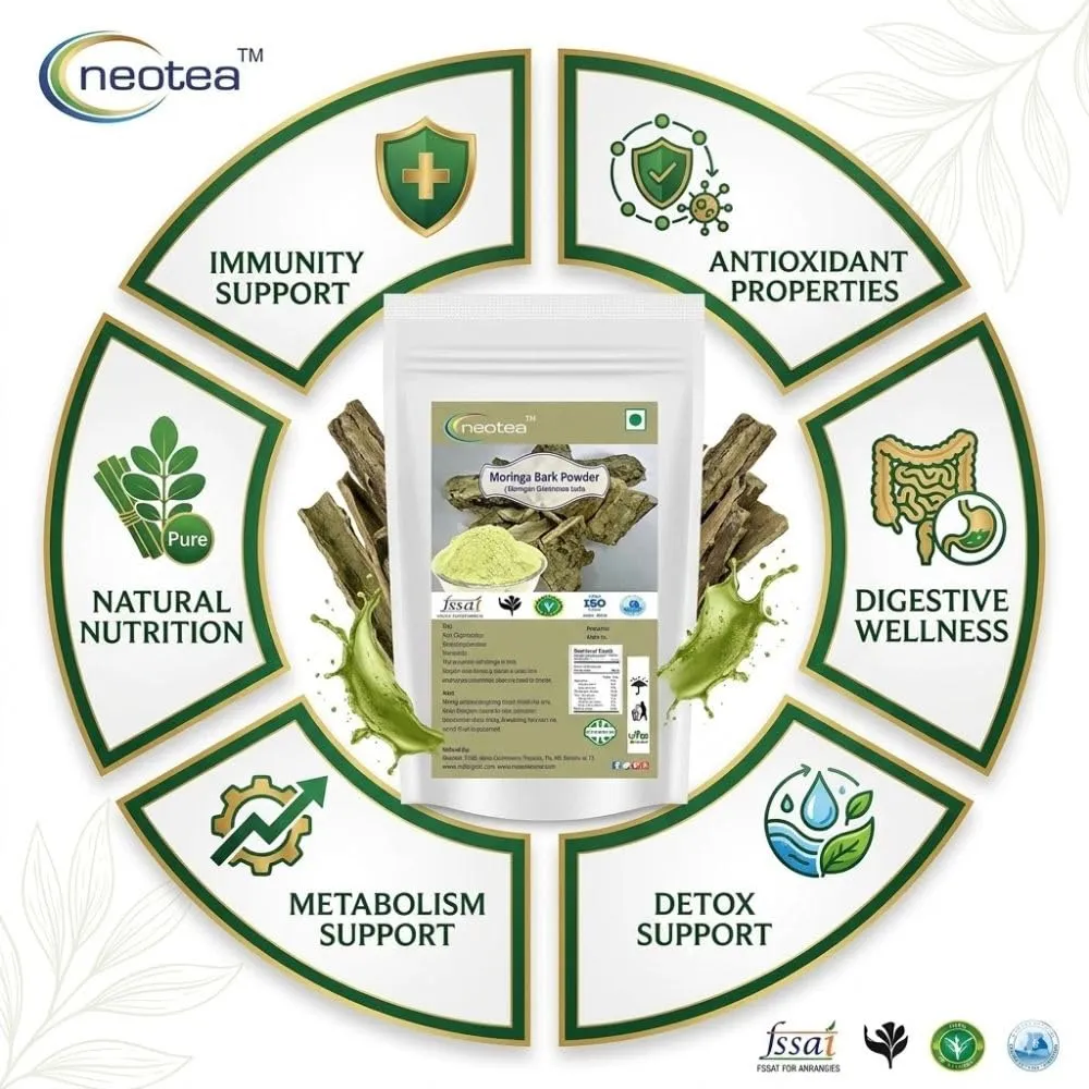 Drumstick Moringa Bark Powder | Sargava Chhal Powder | Murungai Pattai Powder | Natural Herbal Remedy from Drumstick Bark | Moringa Nugge Mara Bark for Skin, Hair, and Wellness | 100% Pure & Chemical-Free