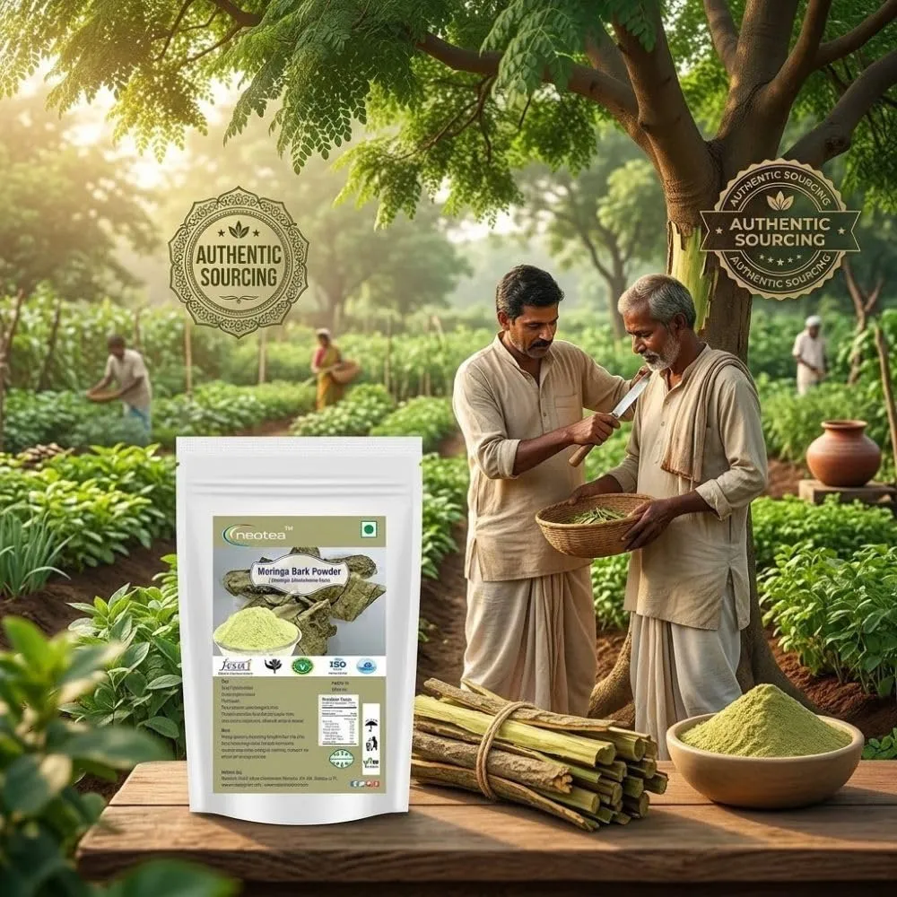 Drumstick Moringa Bark Powder | Sargava Chhal Powder | Murungai Pattai Powder | Natural Herbal Remedy from Drumstick Bark | Moringa Nugge Mara Bark for Skin, Hair, and Wellness | 100% Pure & Chemical-Free