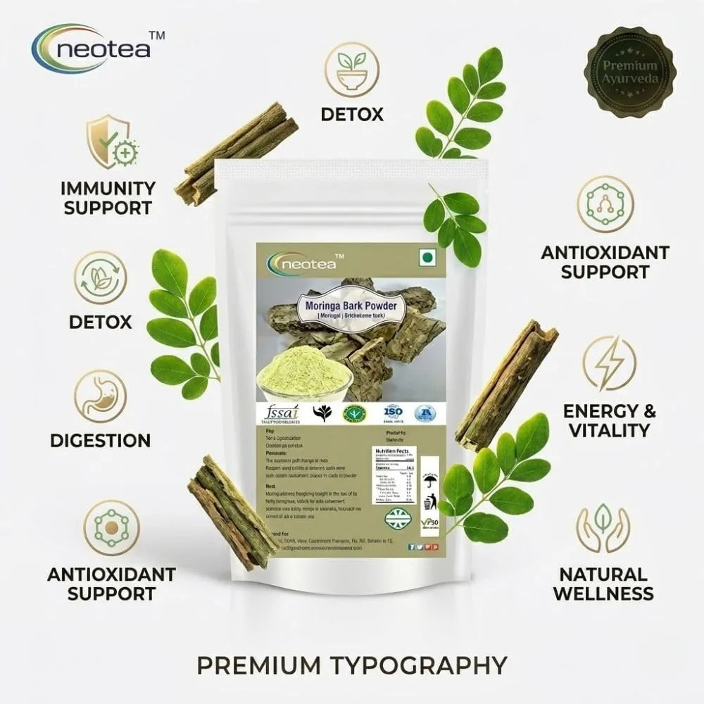 Drumstick Moringa Bark Powder | Sargava Chhal Powder | Murungai Pattai Powder | Natural Herbal Remedy from Drumstick Bark | Moringa Nugge Mara Bark for Skin, Hair, and Wellness | 100% Pure & Chemical-Free