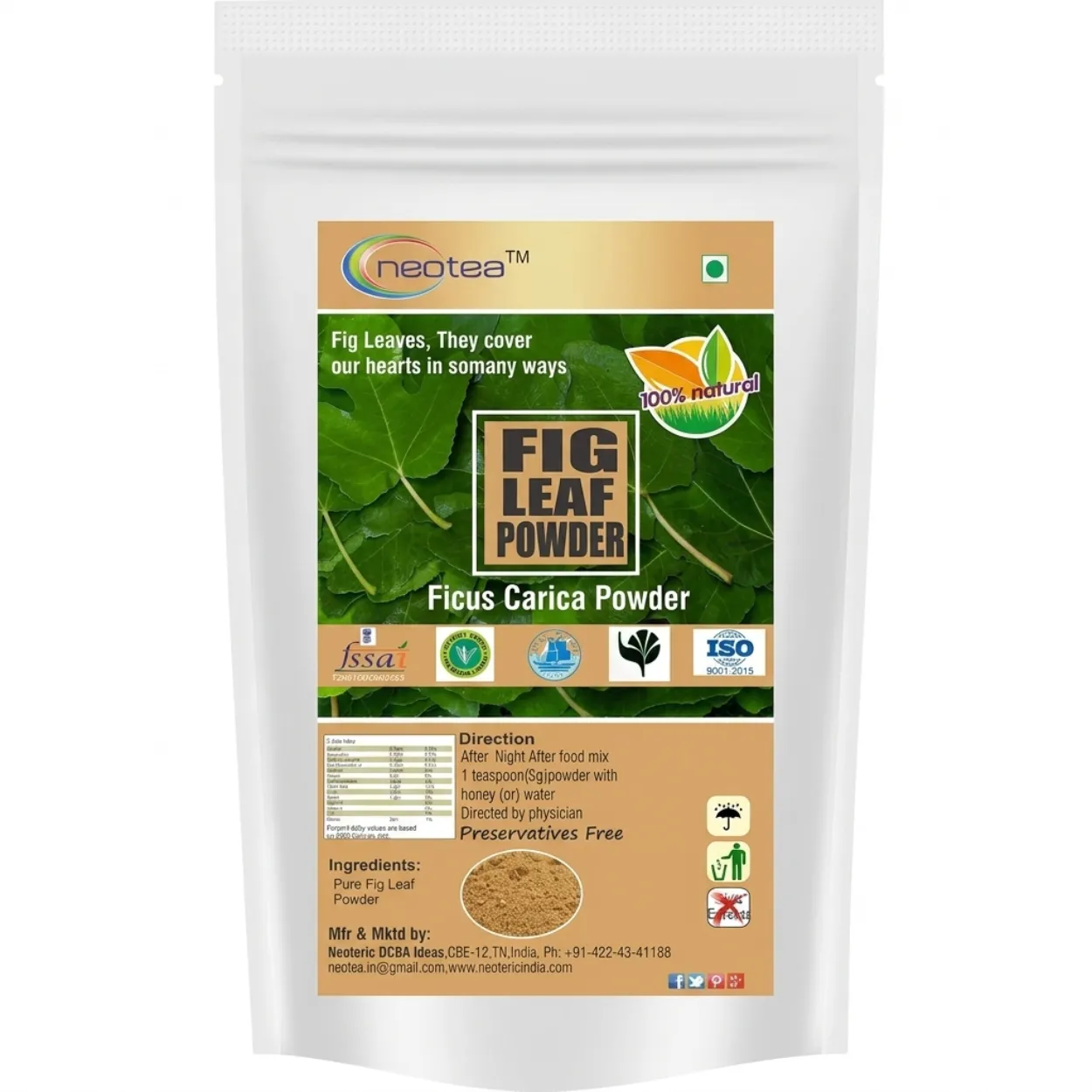 Fig Leaf Powder | Dried Fig Leaves Powder | Anjeer Leaf Herbal Powder | 100% Natural & Pure | Traditional Herbal Ingredient | For Wellness, Herbal Drinks & Daily Use