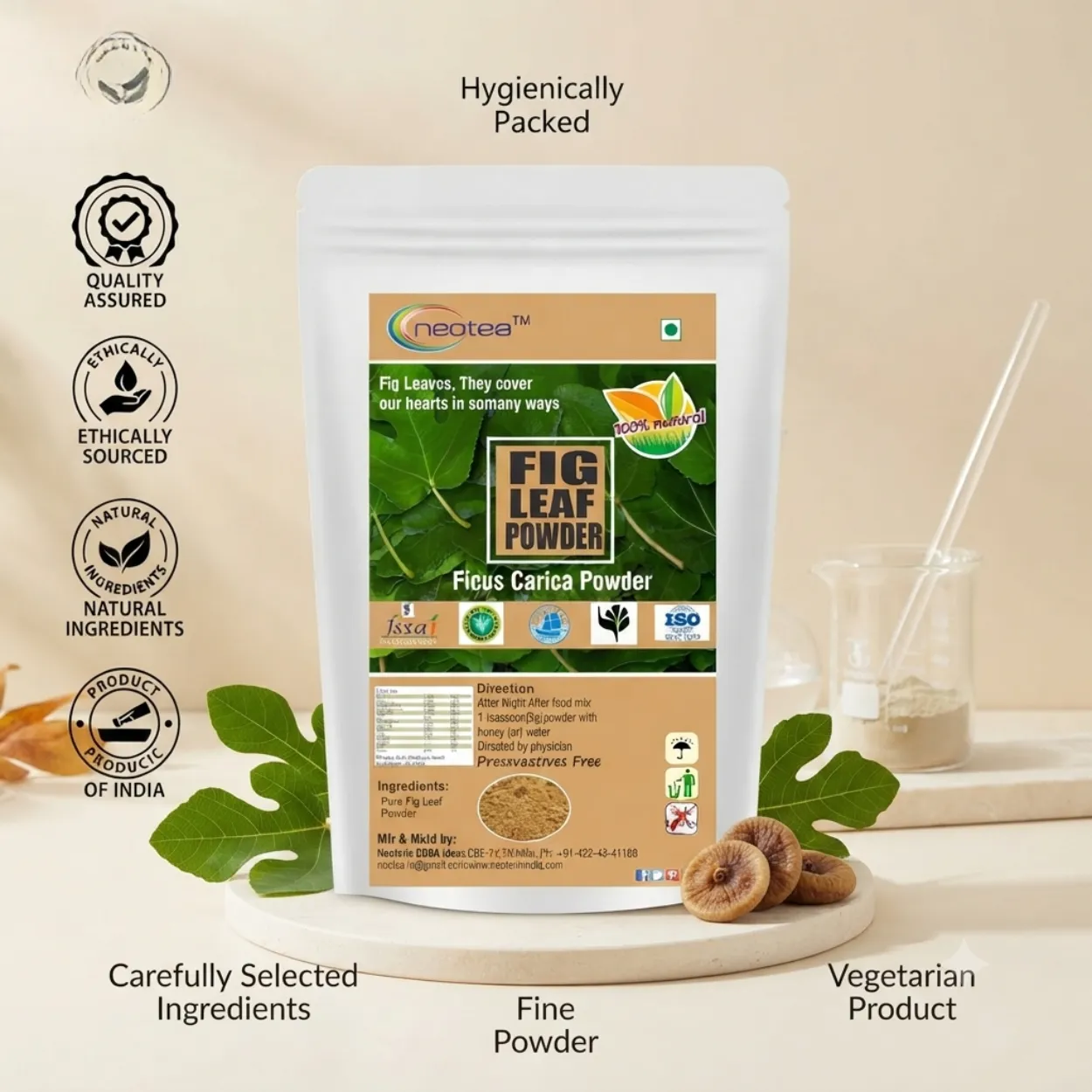 Fig Leaf Powder | Dried Fig Leaves Powder | Anjeer Leaf Herbal Powder | 100% Natural & Pure | Traditional Herbal Ingredient | For Wellness, Herbal Drinks & Daily Use