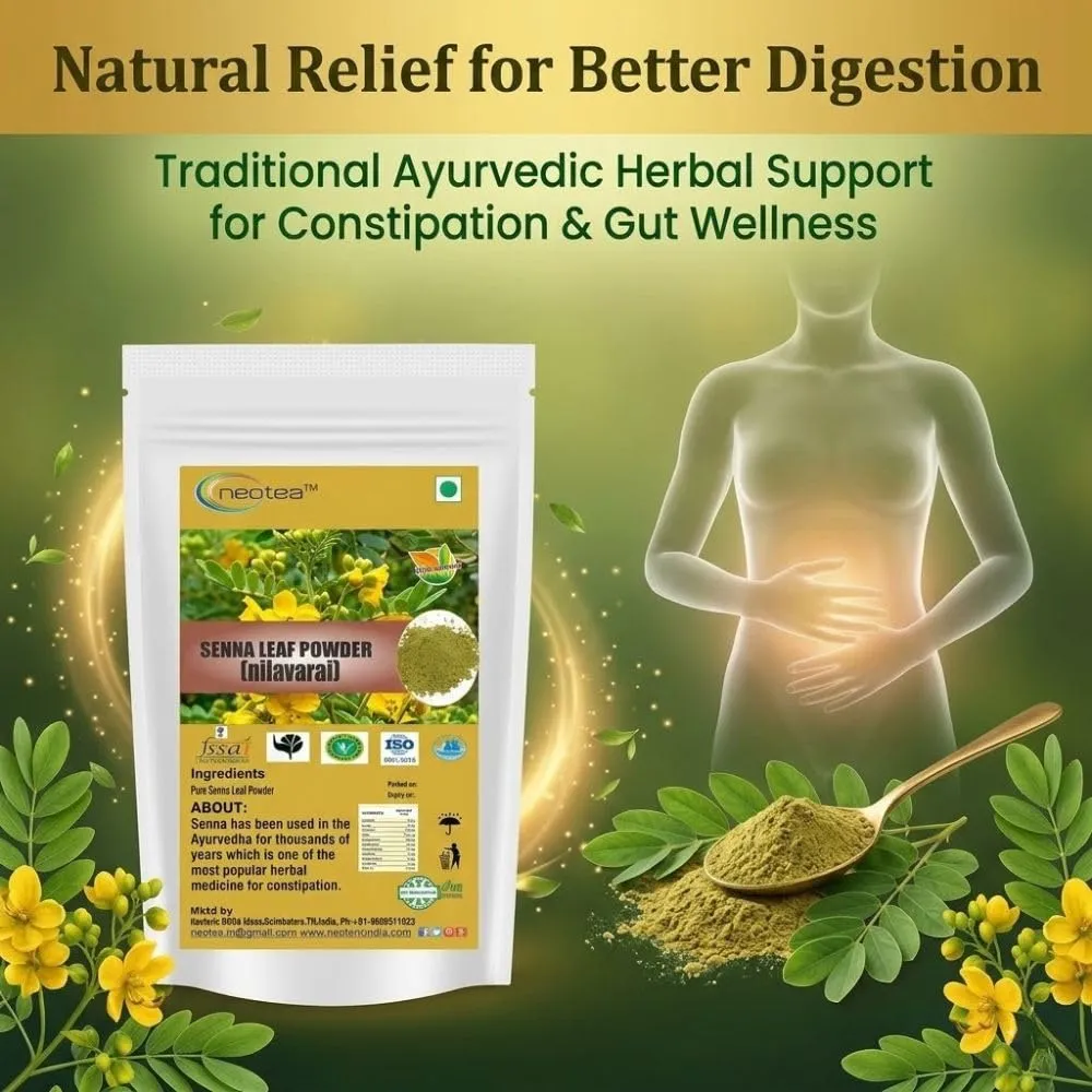 Senna Leaves Powder | Cassia Angustifolia | Natural Herbal Laxative | Ayurvedic Supplement for Digestive Support | Organic Nilavarai Sanay Sonamukhi Alexandrina Patti Leaf | Patta Powder - Ayurveda Sana