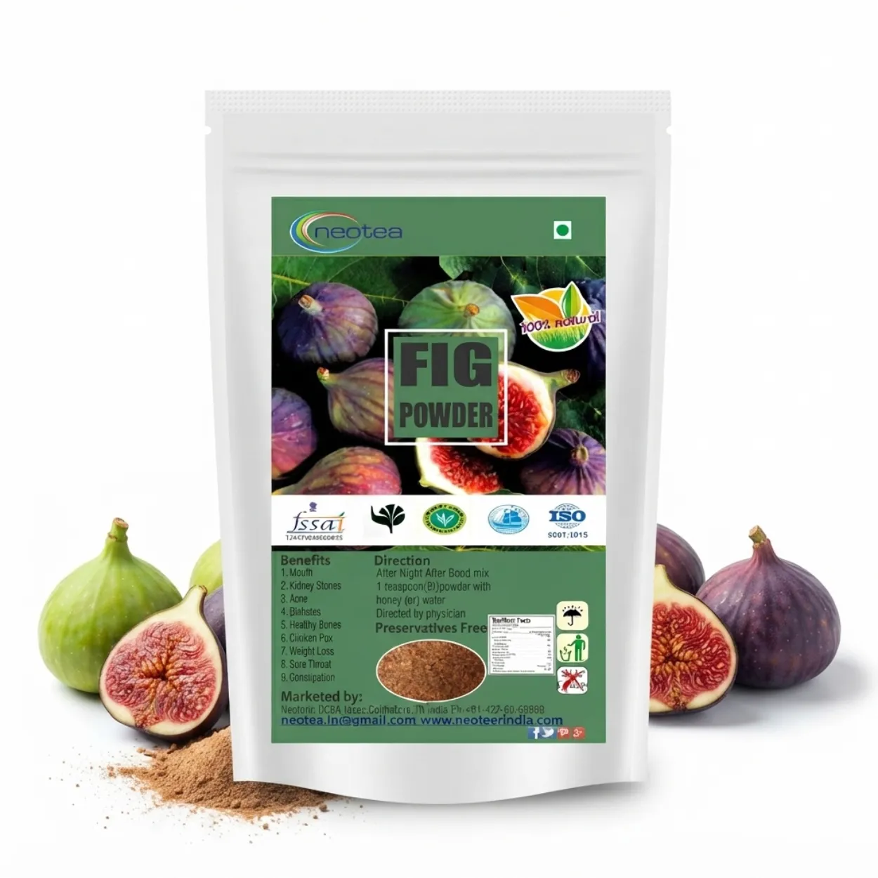 Fig Powder 100% Natural Dried Fig Powder | Anjeer Powder | Rich in Natural Fibre | Supports Digestive Wellness & Daily Nutrition | No Added Preservatives | Herbal Wellness Powder