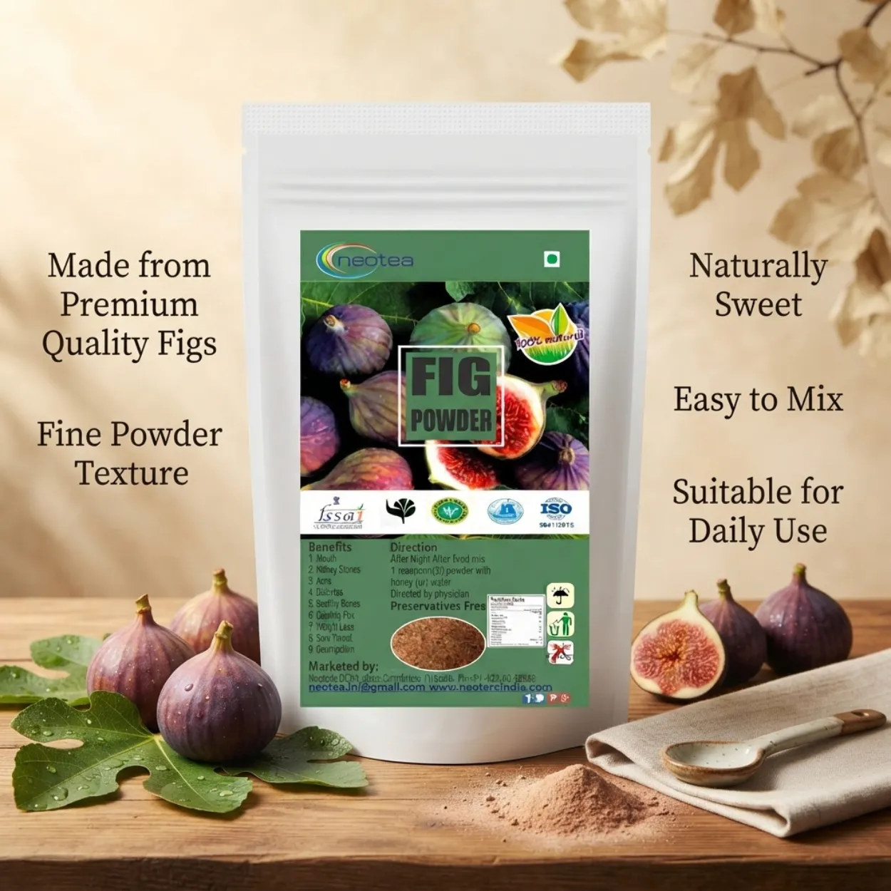 Fig Powder 100% Natural Dried Fig Powder | Anjeer Powder | Rich in Natural Fibre | Supports Digestive Wellness & Daily Nutrition | No Added Preservatives | Herbal Wellness Powder