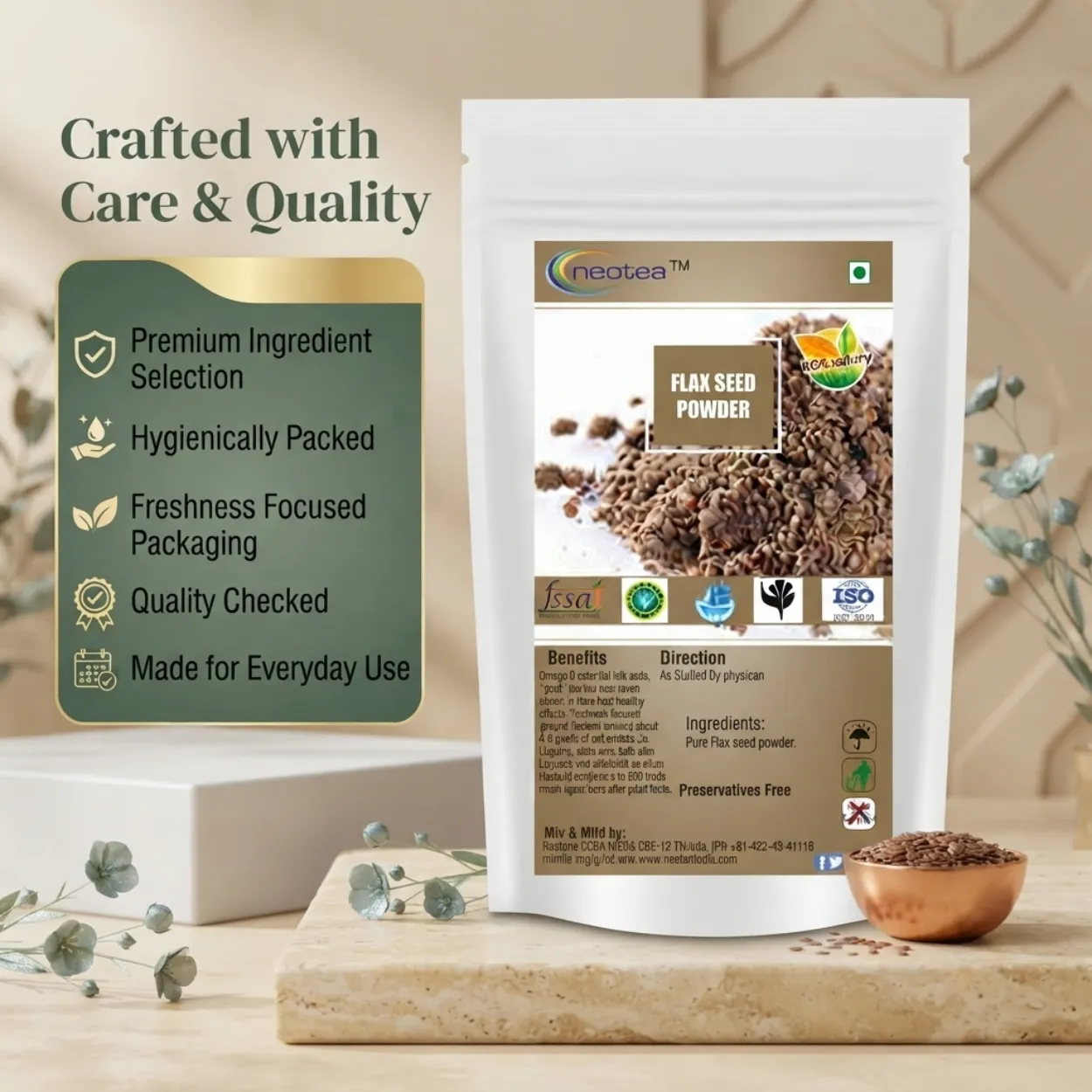 Flax Seed Powder | 100% Natural & Pure Alsi Powder | Ground Flax Seeds for Smoothies, Breakfast, Baking & Everyday Wellness | Plant-Based Superfood