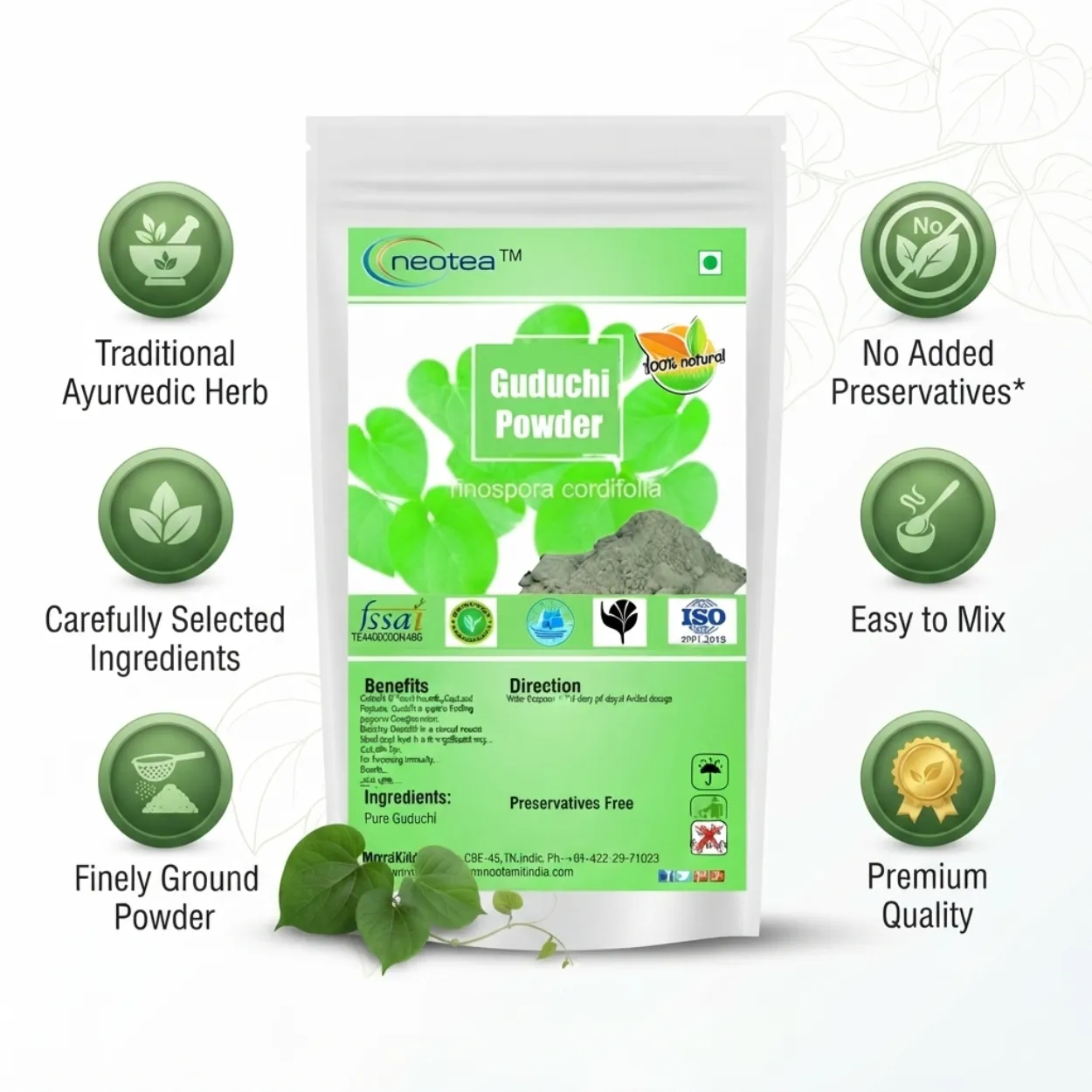 Guduchi Powder 100% Natural Herbal Powder | Giloy Powder | Tinospora Cordifolia | Traditional Ayurvedic Herb for Daily Wellness | Pure & Plant-Based