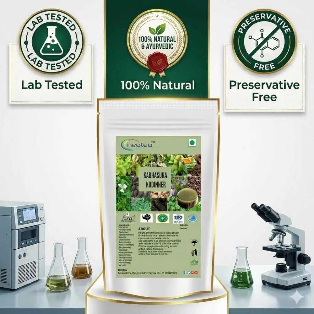Kabasura Kudineer Powder | Immunity Booster Chooranam | Kashayam for Respiratory Support | Fresh Ginger & Siddha Herbs | Cold, Cough, and Fever Relief | GMP Certified Herbal Supplement