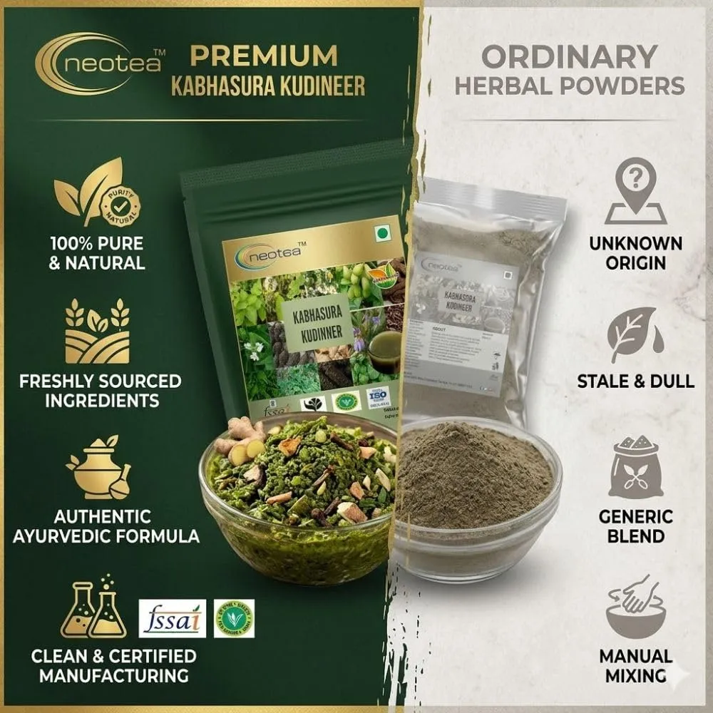 Kabasura Kudineer Powder | Immunity Booster Chooranam | Kashayam for Respiratory Support | Fresh Ginger & Siddha Herbs | Cold, Cough, and Fever Relief | GMP Certified Herbal Supplement