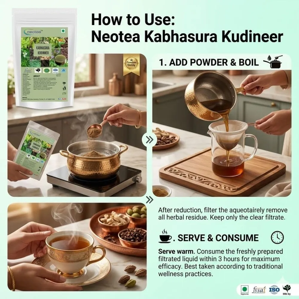 Kabasura Kudineer Powder | Immunity Booster Chooranam | Kashayam for Respiratory Support | Fresh Ginger & Siddha Herbs | Cold, Cough, and Fever Relief | GMP Certified Herbal Supplement